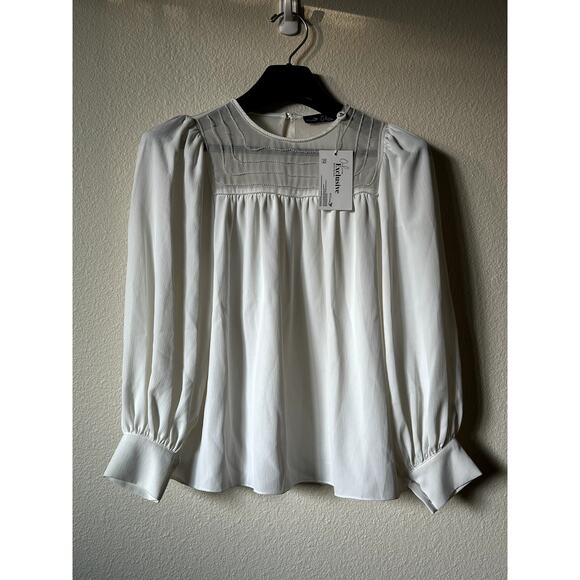 Ivy Moda White Blouse S NWT | Beaded Detail Long Sleeve | Flawed Beads Loose - Picture 1 of 6